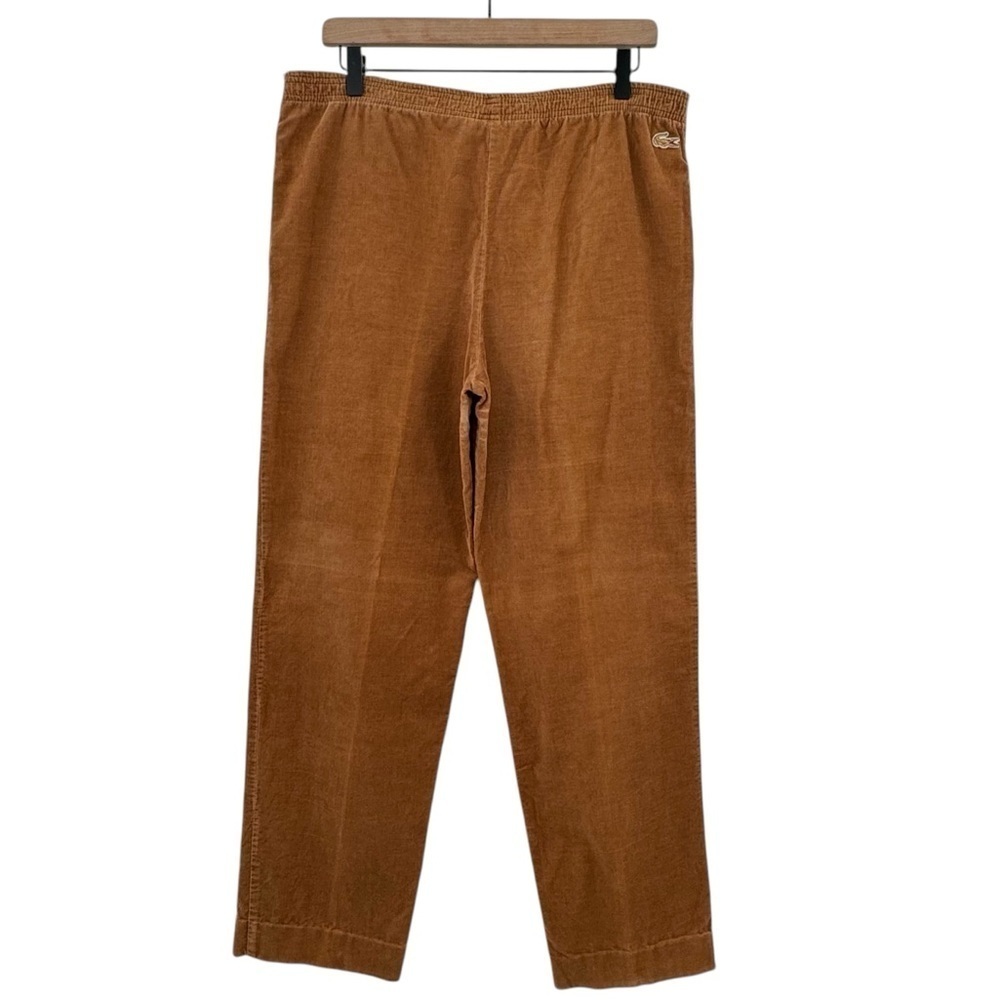Women's Vintage 80s Izod Lacoste Corduroy Pants Pull On Drawstring Rust Brown L - Picture 7 of 11